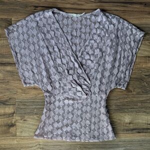 Anthro The Addison Story Mauve Sheer Lace Blouse XS